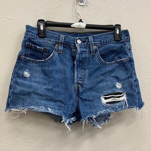 Levi’s 501 Distressed button fly High Rise Cut off Shorts size 27 #99